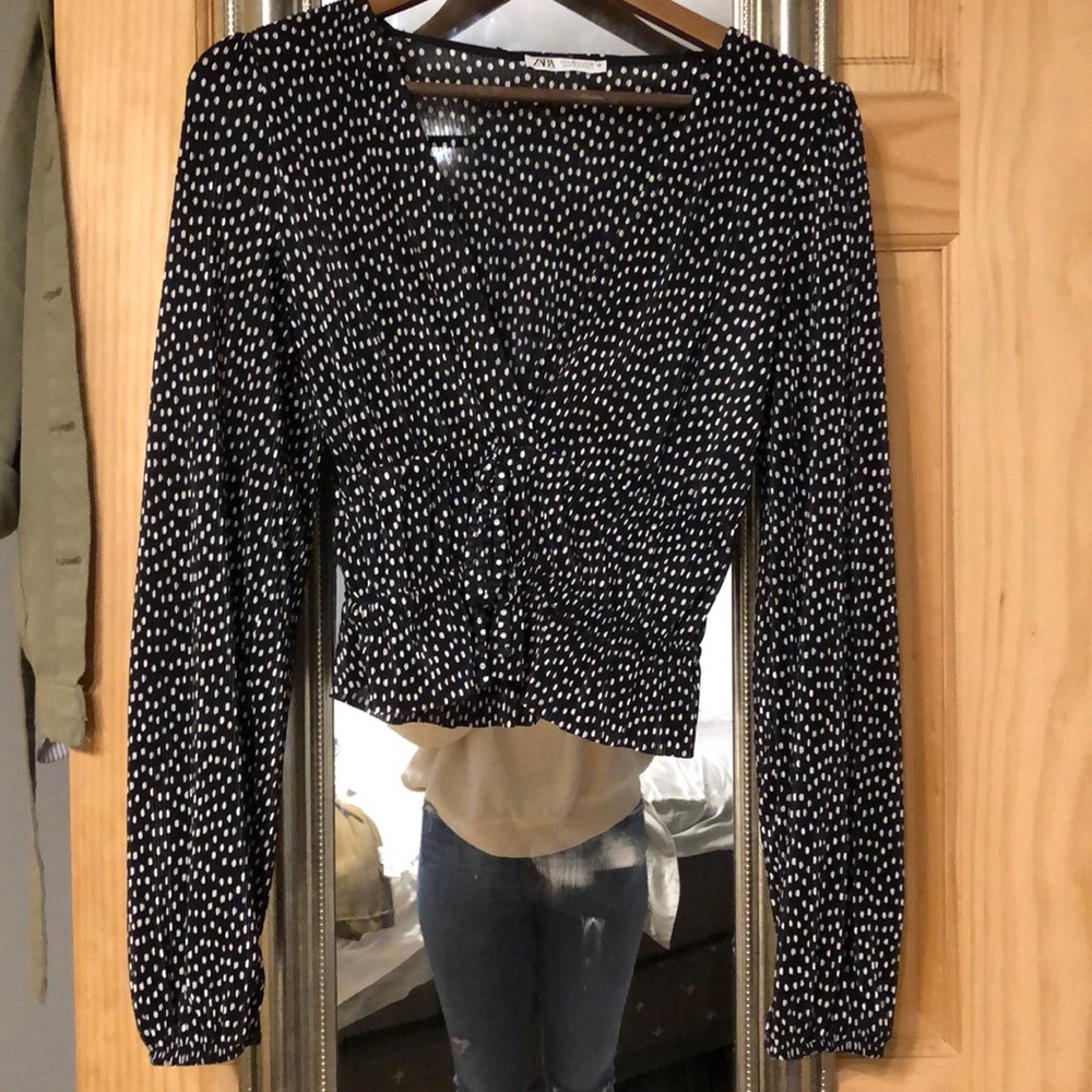 Black zara polka dot shirt